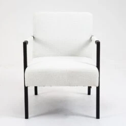 Hatton Steel Frame Boucle Accent Chair (White) -FINZ Furniture Shop DCH 1064A WHITE BOUCLE 6