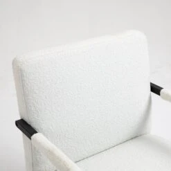 Hatton Steel Frame Boucle Accent Chair (White) -FINZ Furniture Shop DCH 1064A WHITE BOUCLE detail1
