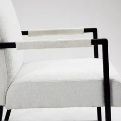 Hatton Steel Frame Boucle Accent Chair (White) -FINZ Furniture Shop DCH 1064A WHITE BOUCLE detail3