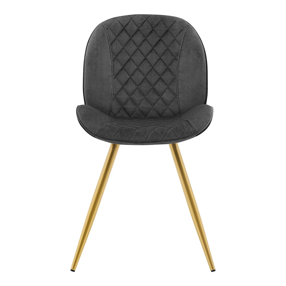 Set Of 2 Cosford Diamond Stitch Dining Chairs (Grey Velvet) 4 Set Of 2 Cosford Diamond Stitch Dining Chairs (Grey Velvet) - Image 2