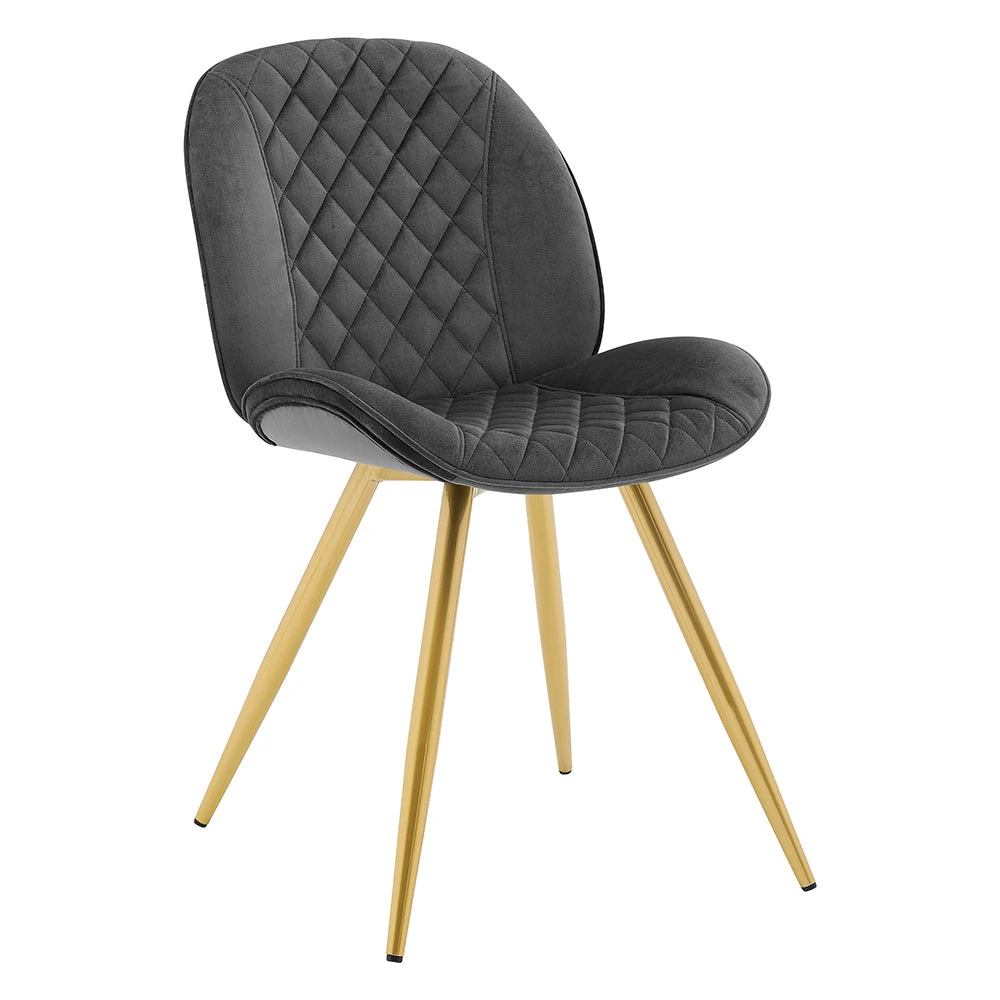 Set Of 2 Cosford Diamond Stitch Dining Chairs (Grey Velvet) 5 Set Of 2 Cosford Diamond Stitch Dining Chairs (Grey Velvet) - Image 3