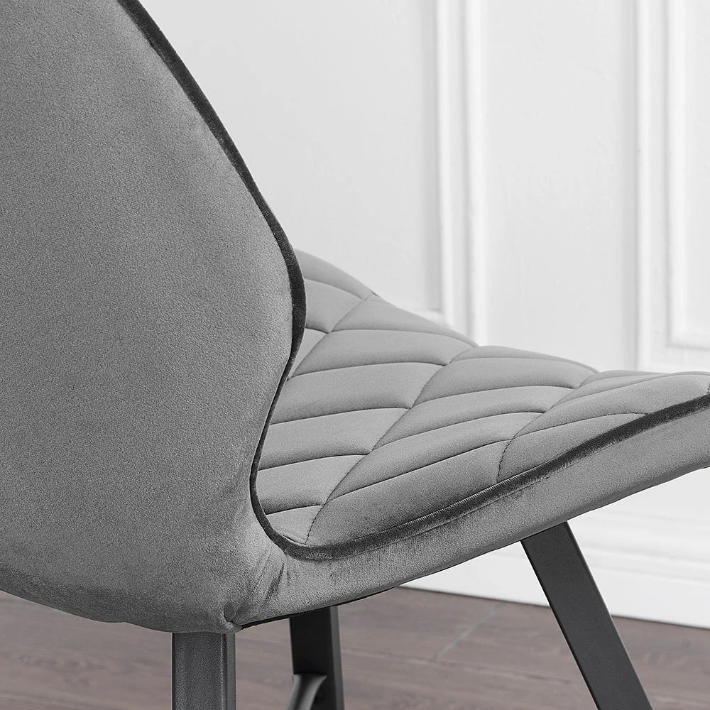 Set Of 2 Ampney Velvet Diamond Stitch Dining Chairs With Metal Legs (Dark Grey Velvet) 10 Set Of 2 Ampney Velvet Diamond Stitch Dining Chairs With Metal Legs (Dark Grey Velvet) - Image 8