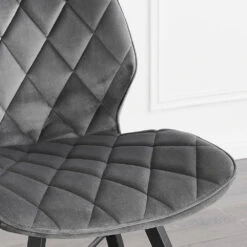 Set Of 2 Ampney Velvet Diamond Stitch Dining Chairs With Metal Legs (Dark Grey Velvet) 19 Set Of 2 Ampney Velvet Diamond Stitch Dining Chairs With Metal Legs (Dark Grey Velvet) -FINZ Furniture Shop DCH 2097 GREY VEL 2P 20 7