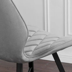 Set Of 2 Ampney Diamond Stitch Light Grey Velvet Dining Chair Set Of 2 With Metal Legs 17 Set Of 2 Ampney Diamond Stitch Light Grey Velvet Dining Chair Set Of 2 With Metal Legs -FINZ Furniture Shop DCH 2097 LIGHTGREY VEL 2P 2