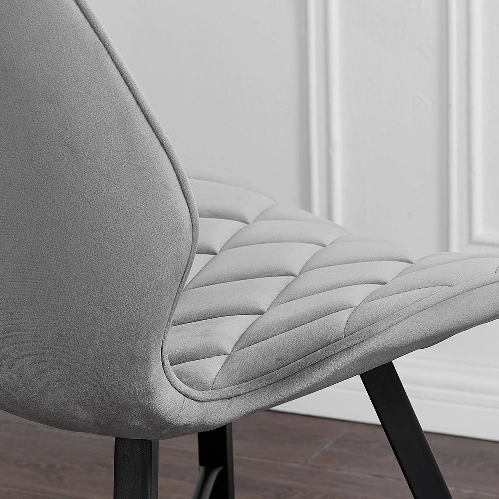 Set Of 2 Ampney Diamond Stitch Light Grey Velvet Dining Chair Set Of 2 With Metal Legs 10 Set Of 2 Ampney Diamond Stitch Light Grey Velvet Dining Chair Set Of 2 With Metal Legs - Image 8