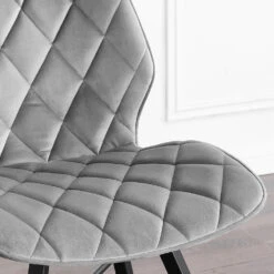 Set Of 2 Ampney Diamond Stitch Light Grey Velvet Dining Chair Set Of 2 With Metal Legs 16 Set Of 2 Ampney Diamond Stitch Light Grey Velvet Dining Chair Set Of 2 With Metal Legs -FINZ Furniture Shop DCH 2097 LIGHTGREY VEL 2P 20 7