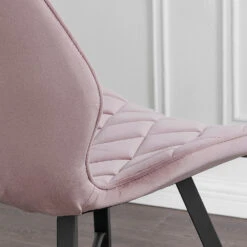 Set Of 2 Ampney Velvet Diamond Stitch Dining Chairs With Metal Legs (Dusty Pink Velvet) 17 Set Of 2 Ampney Velvet Diamond Stitch Dining Chairs With Metal Legs (Dusty Pink Velvet) -FINZ Furniture Shop DCH 2097 PINK VEL 2P 20 7