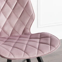 Set Of 2 Ampney Velvet Diamond Stitch Dining Chairs With Metal Legs (Dusty Pink Velvet) 16 Set Of 2 Ampney Velvet Diamond Stitch Dining Chairs With Metal Legs (Dusty Pink Velvet) -FINZ Furniture Shop DCH 2097 PINK VEL 2P 6