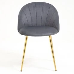 Milverton Pair Of 2 Velvet Dining Chairs With Golden Chrome Legs (Grey) 18 Milverton Pair Of 2 Velvet Dining Chairs With Golden Chrome Legs (Grey) -FINZ Furniture Shop DCH 2113 GREY VEL 2P 3