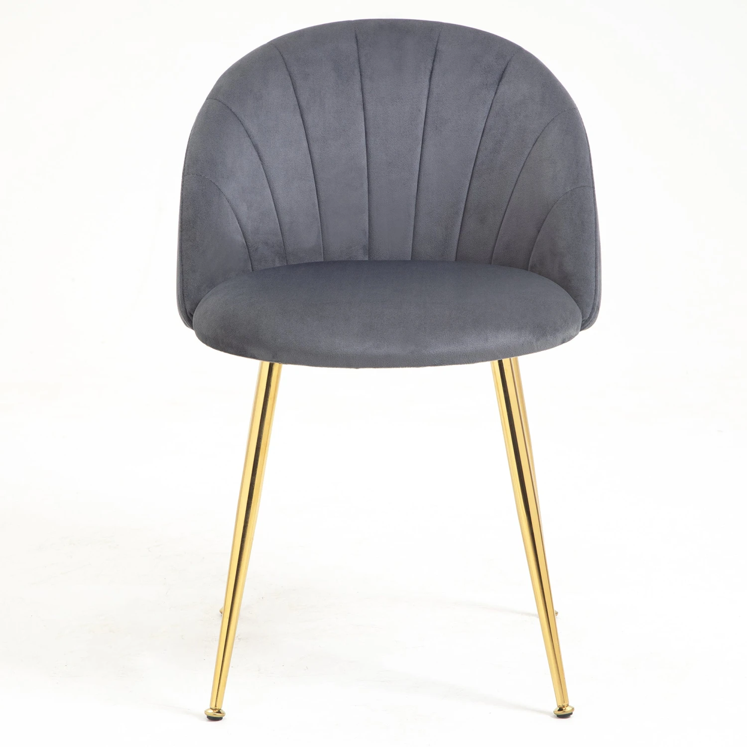 Milverton Pair Of 2 Velvet Dining Chairs With Golden Chrome Legs (Grey) 6 Milverton Pair Of 2 Velvet Dining Chairs With Golden Chrome Legs (Grey) - Image 4