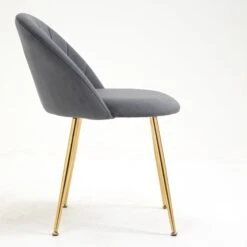 Milverton Pair Of 2 Velvet Dining Chairs With Golden Chrome Legs (Grey) 20 Milverton Pair Of 2 Velvet Dining Chairs With Golden Chrome Legs (Grey) -FINZ Furniture Shop DCH 2113 GREY VEL 2P 4