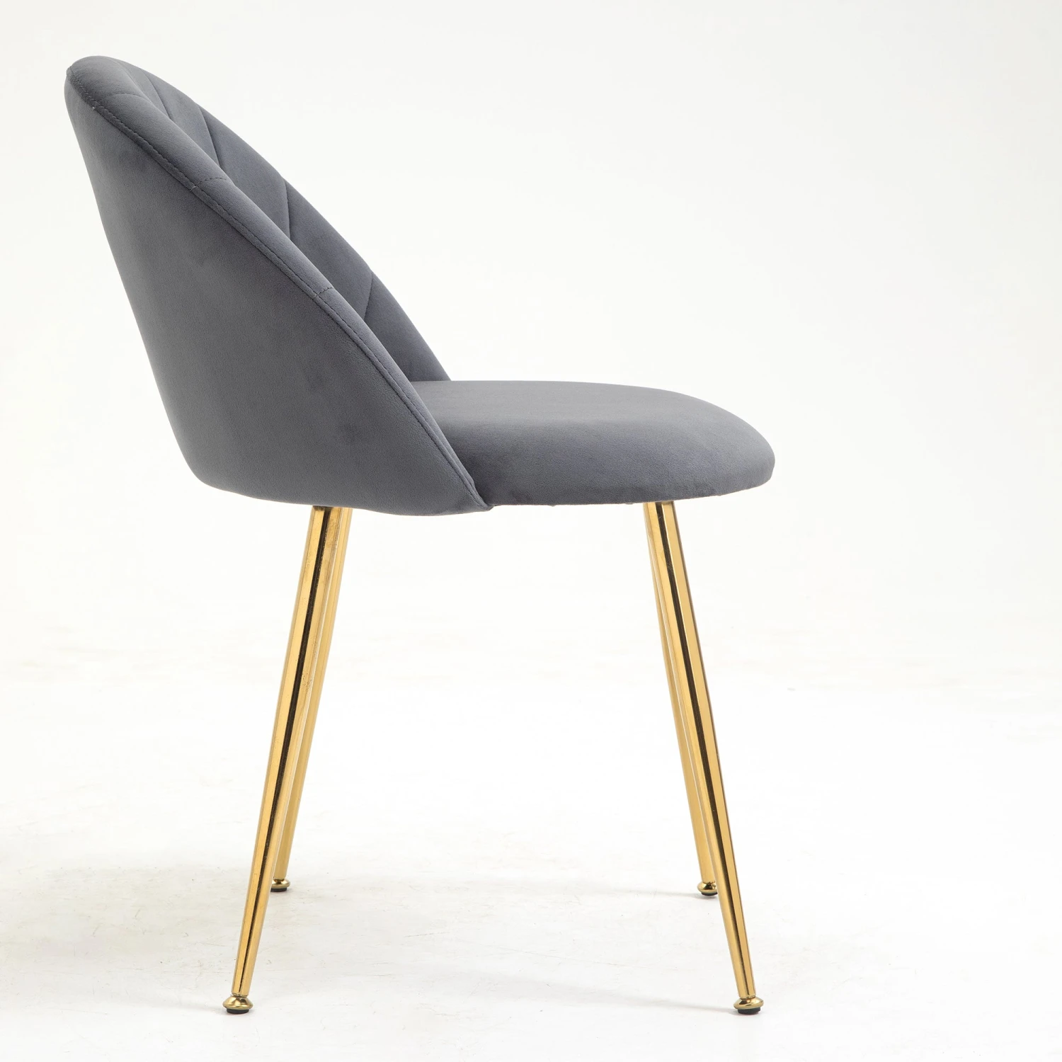 Milverton Pair Of 2 Velvet Dining Chairs With Golden Chrome Legs (Grey) 8 Milverton Pair Of 2 Velvet Dining Chairs With Golden Chrome Legs (Grey) - Image 6