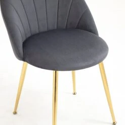 Milverton Pair Of 2 Velvet Dining Chairs With Golden Chrome Legs (Grey) 24 Milverton Pair Of 2 Velvet Dining Chairs With Golden Chrome Legs (Grey) -FINZ Furniture Shop DCH 2113 GREY VEL 2P detail2
