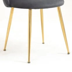 Milverton Pair Of 2 Velvet Dining Chairs With Golden Chrome Legs (Grey) 26 Milverton Pair Of 2 Velvet Dining Chairs With Golden Chrome Legs (Grey) -FINZ Furniture Shop DCH 2113 GREY VEL 2P detail4