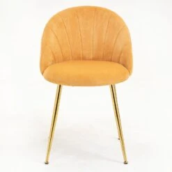 Milverton Pair Of 2 Velvet Dining Chairs With Golden Chrome Legs (Mustard) 17 Milverton Pair Of 2 Velvet Dining Chairs With Golden Chrome Legs (Mustard) -FINZ Furniture Shop DCH 2113 MUSTARD VEL 2P 3