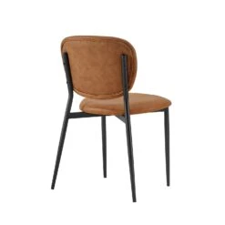 Kelmarsh Set Of 2 Cognac Colour Vegan Leather Upholstered Dining Chairs -FINZ Furniture Shop DCH 2128 COGNAC KJB 2P 5