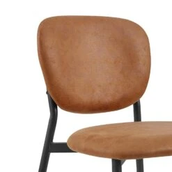 Kelmarsh Set Of 2 Cognac Colour Vegan Leather Upholstered Dining Chairs -FINZ Furniture Shop DCH 2128 COGNAC KJB 2P detail1