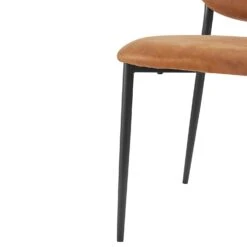 Kelmarsh Set Of 2 Cognac Colour Vegan Leather Upholstered Dining Chairs -FINZ Furniture Shop DCH 2128 COGNAC KJB 2P detail2