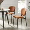 Kelmarsh Set Of 2 Cognac Colour Vegan Leather Upholstered Dining Chairs -FINZ Furniture Shop DCH 2128 COGNAC KJB 2P main