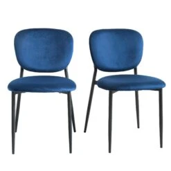 Kelmarsh Set Of 2 Navy Blue Velvet Upholstered Dining Chairs 15 Kelmarsh Set Of 2 Navy Blue Velvet Upholstered Dining Chairs -FINZ Furniture Shop DCH 2128 NAVY VEL 2P WB1