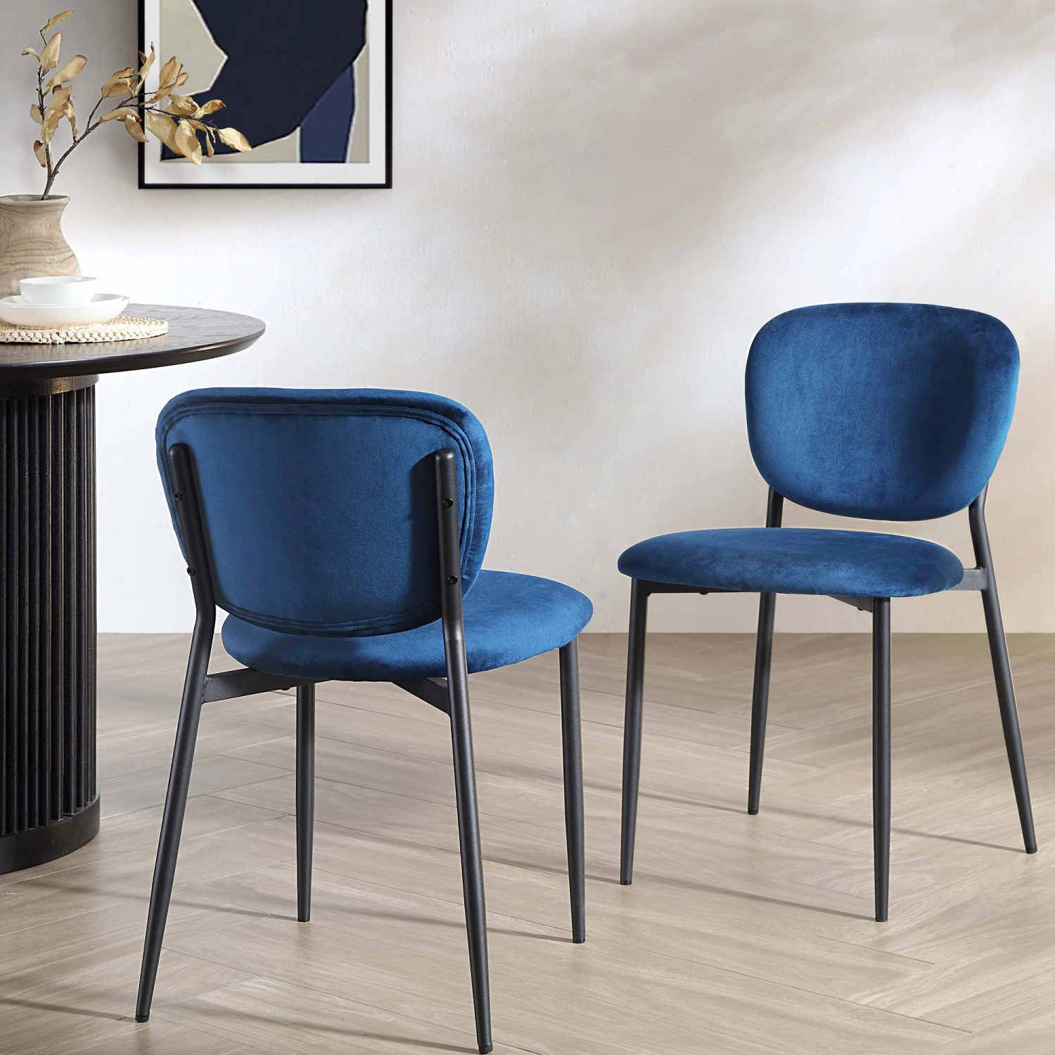 Kelmarsh Set Of 2 Navy Blue Velvet Upholstered Dining Chairs 3 Kelmarsh Set Of 2 Navy Blue Velvet Upholstered Dining Chairs
