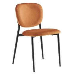 Kelmarsh Set Of 2 Orange Velvet Upholstered Dining Chairs 14 Kelmarsh Set Of 2 Orange Velvet Upholstered Dining Chairs -FINZ Furniture Shop DCH 2128 ORANGEL VEL 2P 2