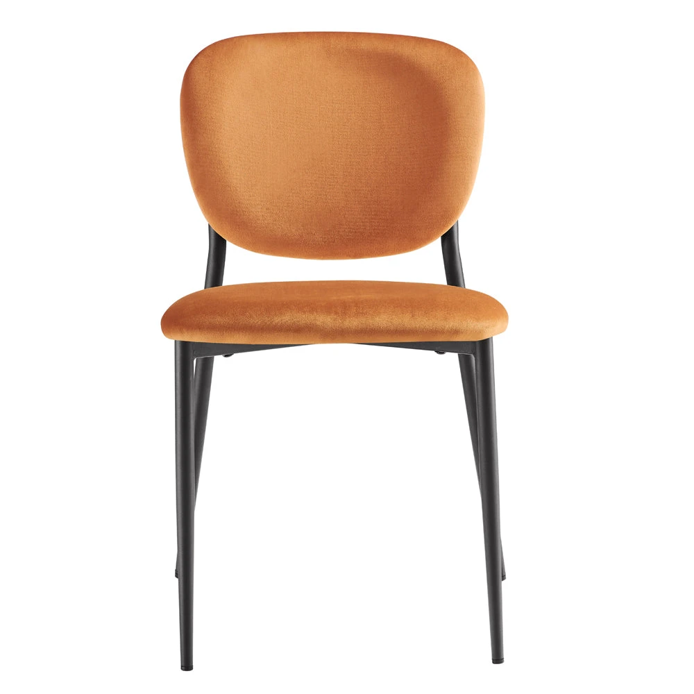 Kelmarsh Set Of 2 Orange Velvet Upholstered Dining Chairs 7 Kelmarsh Set Of 2 Orange Velvet Upholstered Dining Chairs - Image 5