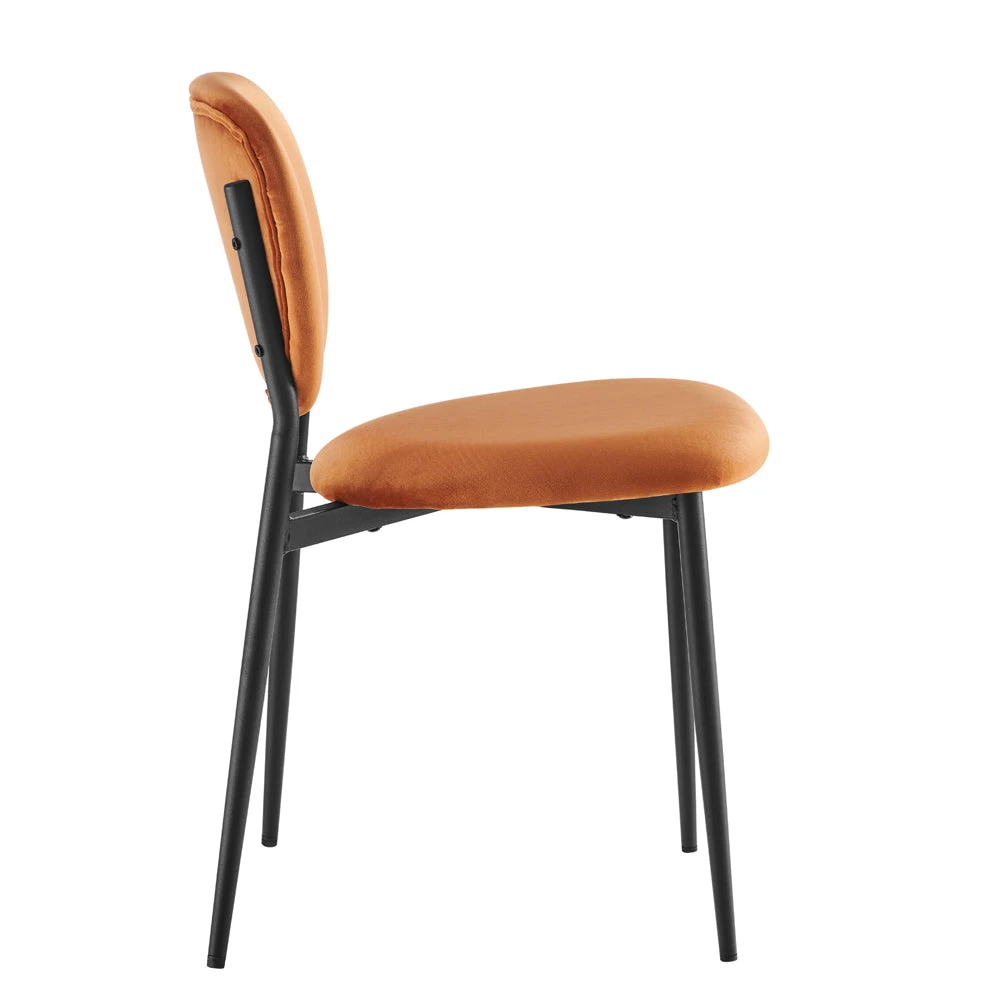 Kelmarsh Set Of 2 Orange Velvet Upholstered Dining Chairs 8 Kelmarsh Set Of 2 Orange Velvet Upholstered Dining Chairs - Image 6