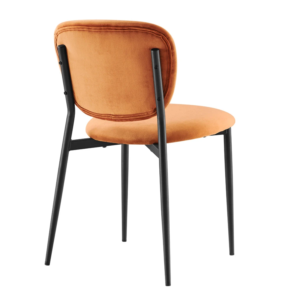 Kelmarsh Set Of 2 Orange Velvet Upholstered Dining Chairs 9 Kelmarsh Set Of 2 Orange Velvet Upholstered Dining Chairs - Image 7