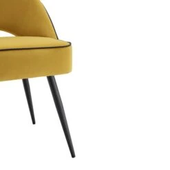 Oakley Set Of 2 Mustard Yellow Velvet Upholstered Dining Chairs With Piping 25 Oakley Set Of 2 Mustard Yellow Velvet Upholstered Dining Chairs With Piping -FINZ Furniture Shop DCH 2138 MUSTARD VEL 2P detail2