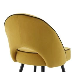 Oakley Set Of 2 Mustard Yellow Velvet Upholstered Dining Chairs With Piping 23 Oakley Set Of 2 Mustard Yellow Velvet Upholstered Dining Chairs With Piping -FINZ Furniture Shop DCH 2138 MUSTARD VEL 2P detail3