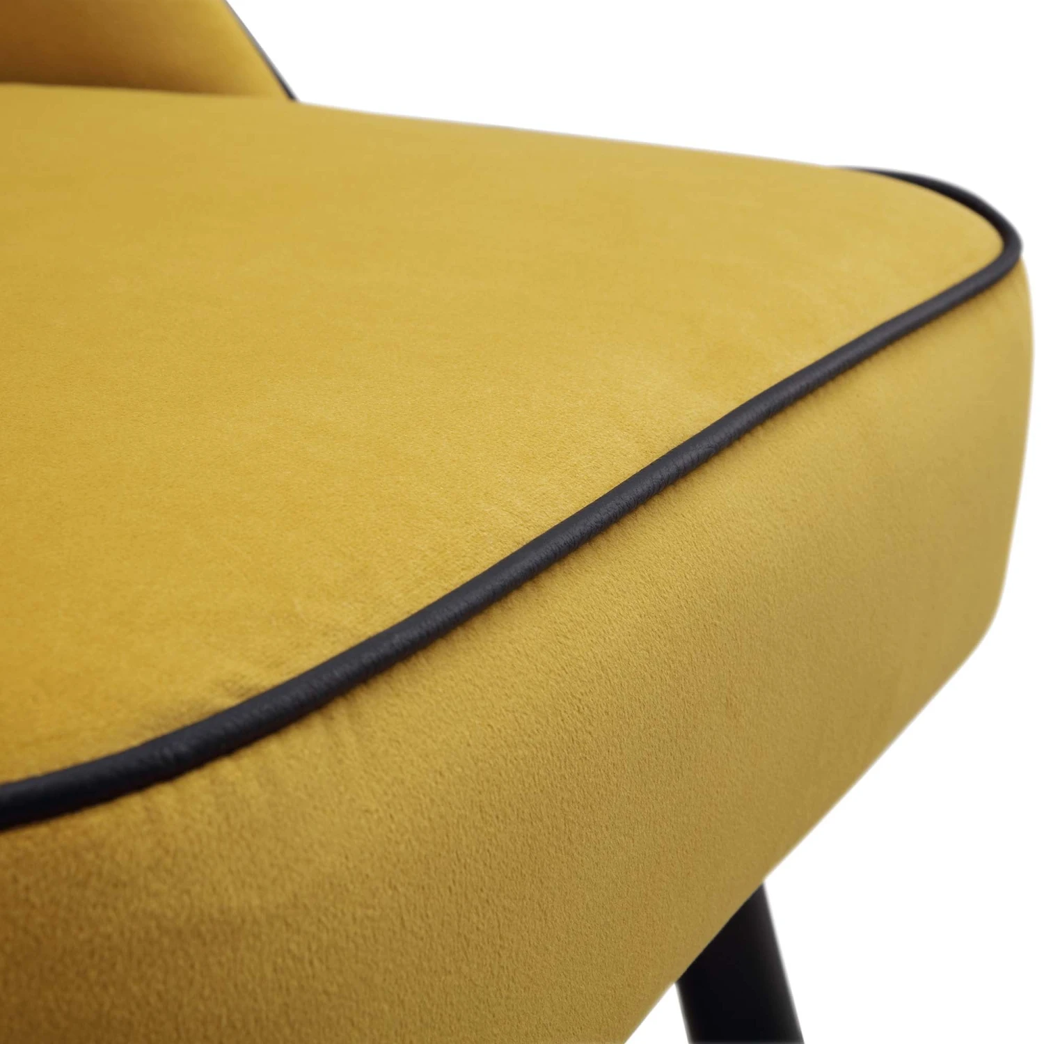 Oakley Set Of 2 Mustard Yellow Velvet Upholstered Dining Chairs With Piping 13 Oakley Set Of 2 Mustard Yellow Velvet Upholstered Dining Chairs With Piping - Image 11