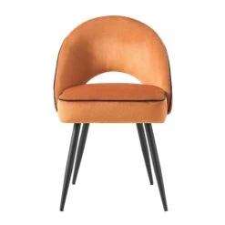 Oakley Set Of 2 Orange Velvet Upholstered Dining Chairs With Contrast Piping 13 Oakley Set Of 2 Orange Velvet Upholstered Dining Chairs With Contrast Piping -FINZ Furniture Shop DCH 2138 ORANGE VEL 2P WB3
