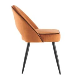 Oakley Set Of 2 Orange Velvet Upholstered Dining Chairs With Contrast Piping 16 Oakley Set Of 2 Orange Velvet Upholstered Dining Chairs With Contrast Piping -FINZ Furniture Shop DCH 2138 ORANGE VEL 2P WB4