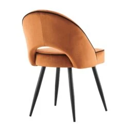 Oakley Set Of 2 Orange Velvet Upholstered Dining Chairs With Contrast Piping 17 Oakley Set Of 2 Orange Velvet Upholstered Dining Chairs With Contrast Piping -FINZ Furniture Shop DCH 2138 ORANGE VEL 2P WB5