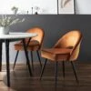 Oakley Set Of 2 Orange Velvet Upholstered Dining Chairs With Contrast Piping 2 Oakley Set Of 2 Orange Velvet Upholstered Dining Chairs With Contrast Piping -FINZ Furniture Shop DCH 2138 ORANGE VEL 2P main a52ffff0 019c 4517 941d 668b5b38824a