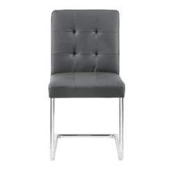 Keyston Set Of 2 Dark Grey PU Leather Upholstered Dining Chairs With Chrome Legs 16 Keyston Set Of 2 Dark Grey PU Leather Upholstered Dining Chairs With Chrome Legs -FINZ Furniture Shop DCH 2140 DARKGREY PU 2P 3