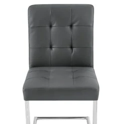 Keyston Set Of 2 Dark Grey PU Leather Upholstered Dining Chairs With Chrome Legs 19 Keyston Set Of 2 Dark Grey PU Leather Upholstered Dining Chairs With Chrome Legs -FINZ Furniture Shop DCH 2140 DARKGREY PU 2P detail1