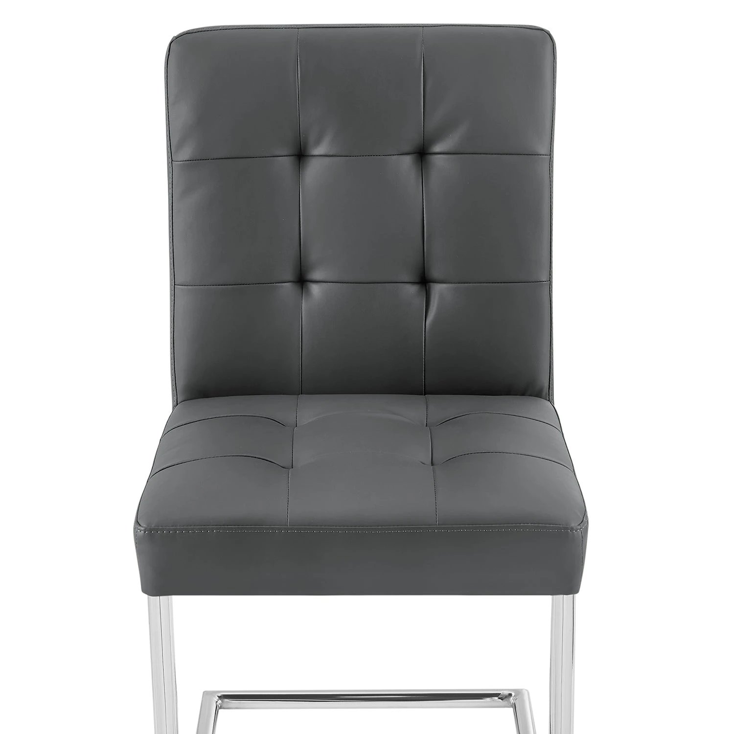 Keyston Set Of 2 Dark Grey PU Leather Upholstered Dining Chairs With Chrome Legs 10 Keyston Set Of 2 Dark Grey PU Leather Upholstered Dining Chairs With Chrome Legs - Image 8