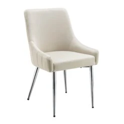 Garnet Set Of 2 Champagne Velvet Upholstered Dining Chairs With Back Handle -FINZ Furniture Shop DCH 2141 CHAMP VEL 2P WB2