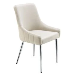 Garnet Set Of 2 Champagne Velvet Upholstered Dining Chairs With Back Handle -FINZ Furniture Shop DCH 2141 CHAMP VEL 2P WB4