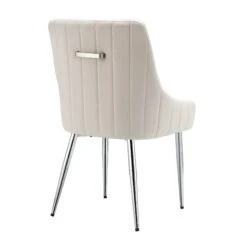 Garnet Set Of 2 Champagne Velvet Upholstered Dining Chairs With Back Handle -FINZ Furniture Shop DCH 2141 CHAMP VEL 2P WB6