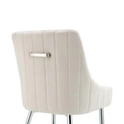 Garnet Set Of 2 Champagne Velvet Upholstered Dining Chairs With Back Handle -FINZ Furniture Shop DCH 2141 CHAMP VEL 2P detail4