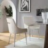 Garnet Set Of 2 Champagne Velvet Upholstered Dining Chairs With Back Handle -FINZ Furniture Shop DCH 2141 CHAMP VEL 2P main