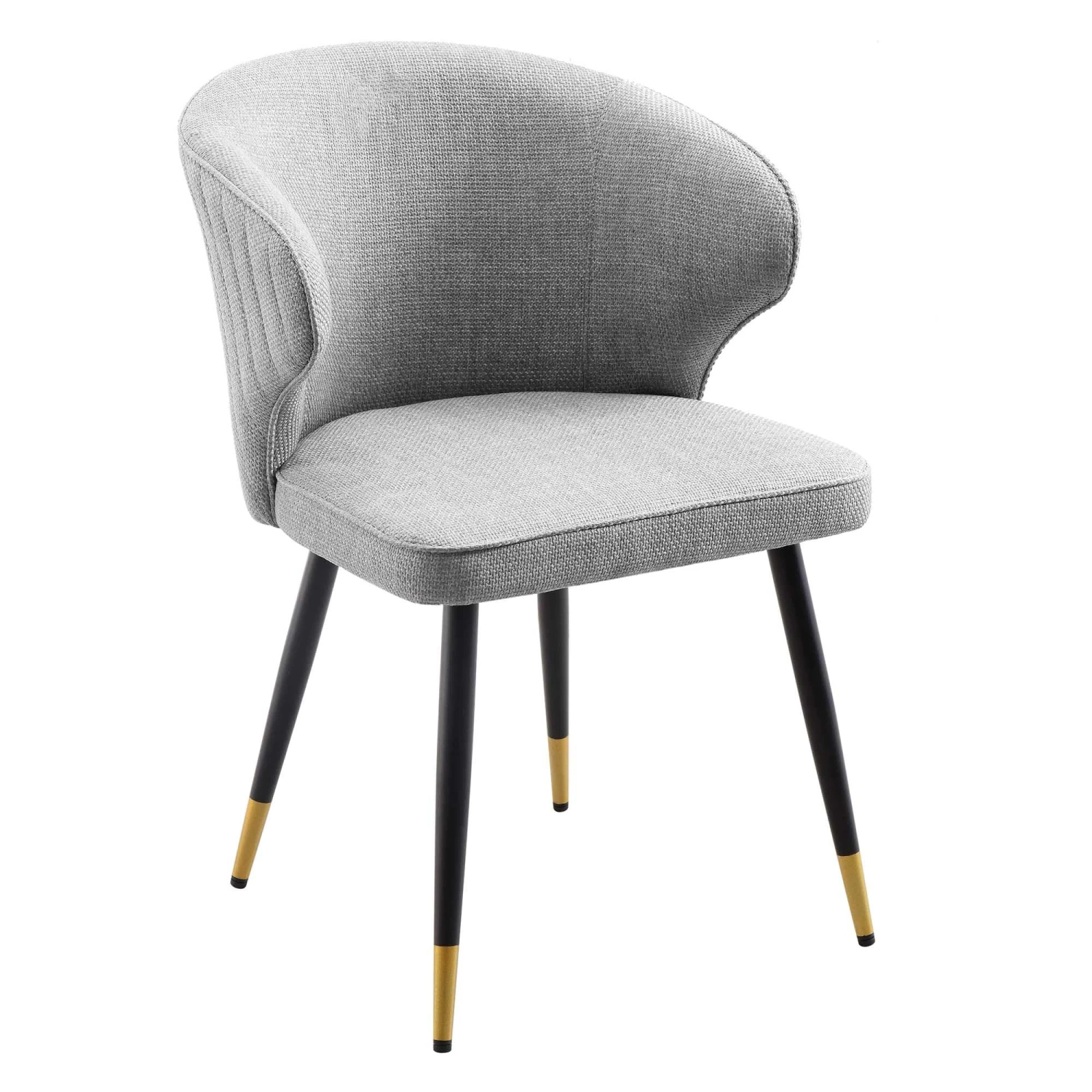 Langham Set Of 2 Grey Woven Fabric Carver Dining Chairs With Fluted Back 7 Langham Set Of 2 Grey Woven Fabric Carver Dining Chairs With Fluted Back - Image 5