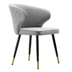 Langham Set Of 2 Grey Woven Fabric Carver Dining Chairs With Fluted Back 21 Langham Set Of 2 Grey Woven Fabric Carver Dining Chairs With Fluted Back -FINZ Furniture Shop DCH 2143 GREY WOV 2P WB4