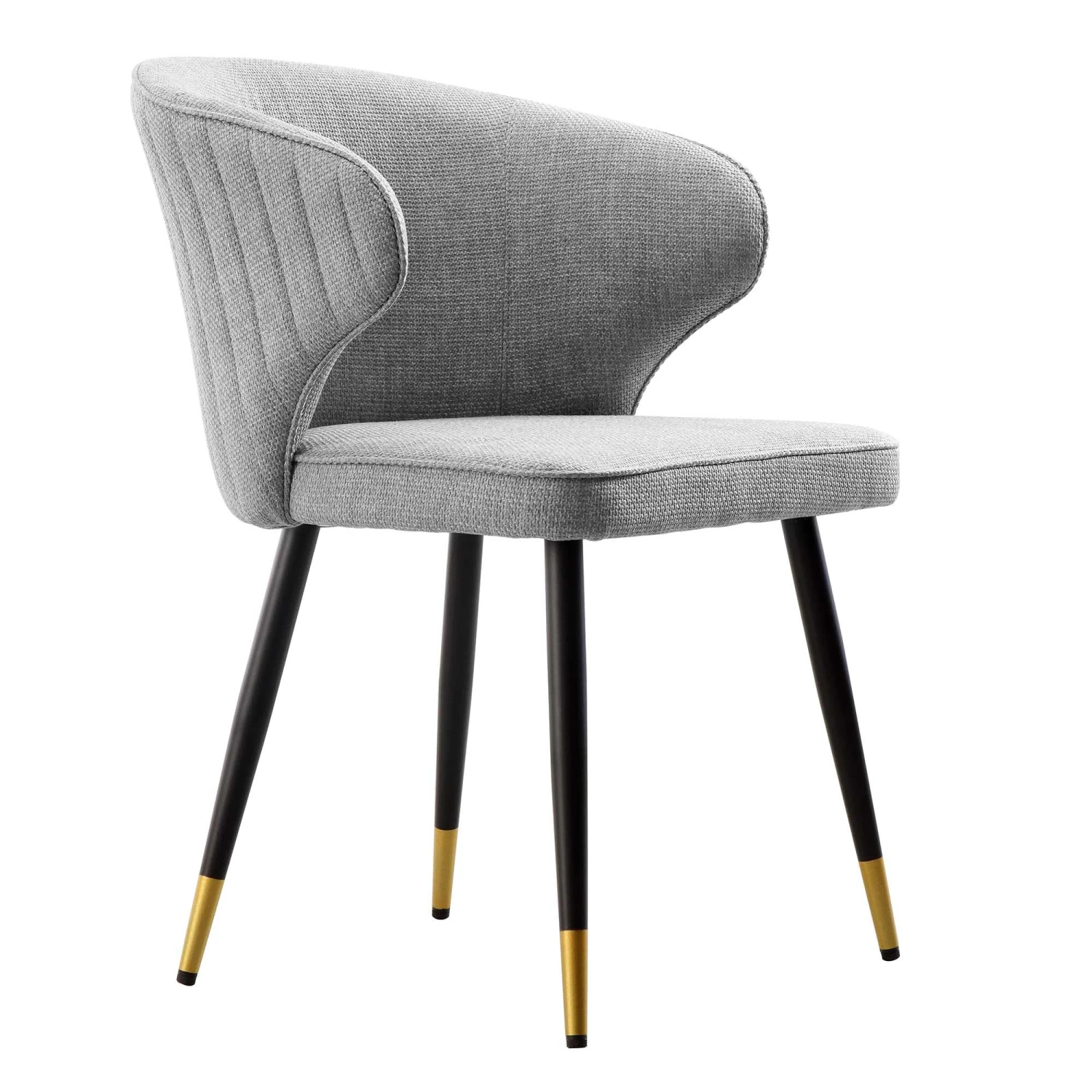 Langham Set Of 2 Grey Woven Fabric Carver Dining Chairs With Fluted Back 8 Langham Set Of 2 Grey Woven Fabric Carver Dining Chairs With Fluted Back - Image 6