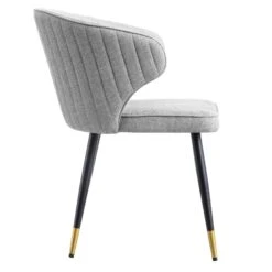 Langham Set Of 2 Grey Woven Fabric Carver Dining Chairs With Fluted Back 23 Langham Set Of 2 Grey Woven Fabric Carver Dining Chairs With Fluted Back -FINZ Furniture Shop DCH 2143 GREY WOV 2P WB5