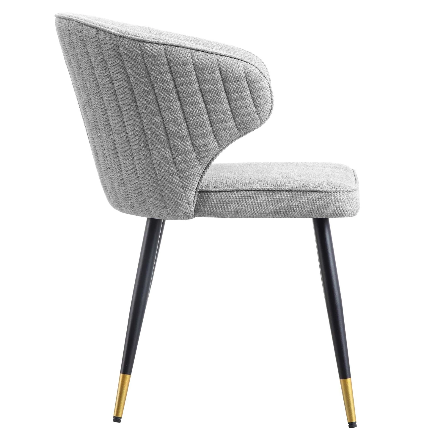 Langham Set Of 2 Grey Woven Fabric Carver Dining Chairs With Fluted Back 10 Langham Set Of 2 Grey Woven Fabric Carver Dining Chairs With Fluted Back - Image 8