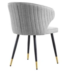 Langham Set Of 2 Grey Woven Fabric Carver Dining Chairs With Fluted Back 24 Langham Set Of 2 Grey Woven Fabric Carver Dining Chairs With Fluted Back -FINZ Furniture Shop DCH 2143 GREY WOV 2P WB6